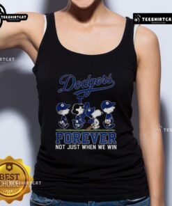 Pretty Snoopy and Friends tank top celebrating Los Angeles Dodgers, perfect for baseball lovers and fans.