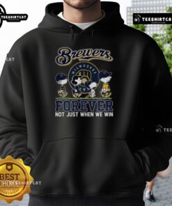 Alt Text: Cozy hoodie featuring Pretty Snoopy and friends, perfect for Milwaukee Brewers fans and baseball lovers.