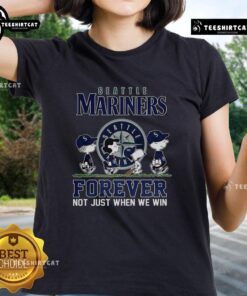 Pretty Snoopy and Friends X Seattle Mariners tee for baseball lovers, perfect for showing team spirit anytime.