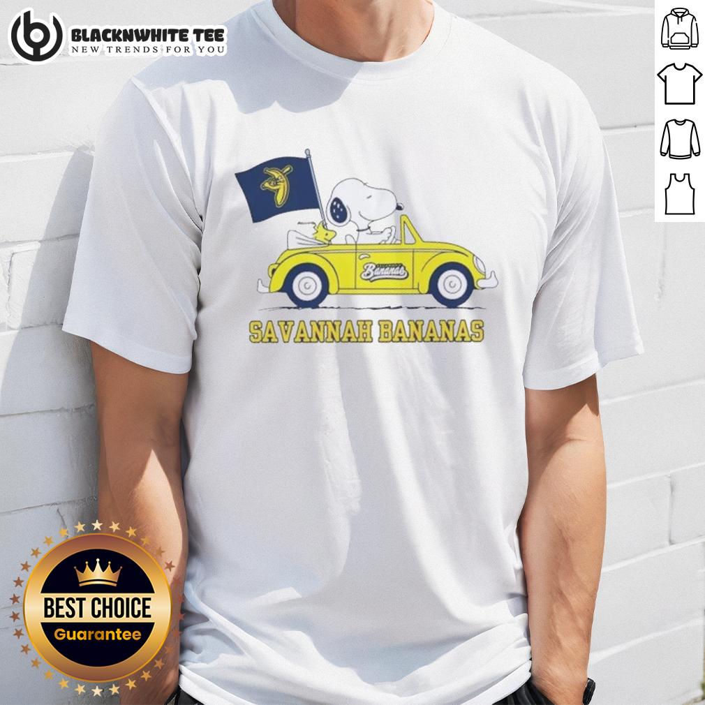 Pretty Snoopy Driving Car Savannah Bananas T Shirt Pretty Snoopy driving a car on a Savannah Bananas T-shirt, showcasing a fun and colorful design for fans.