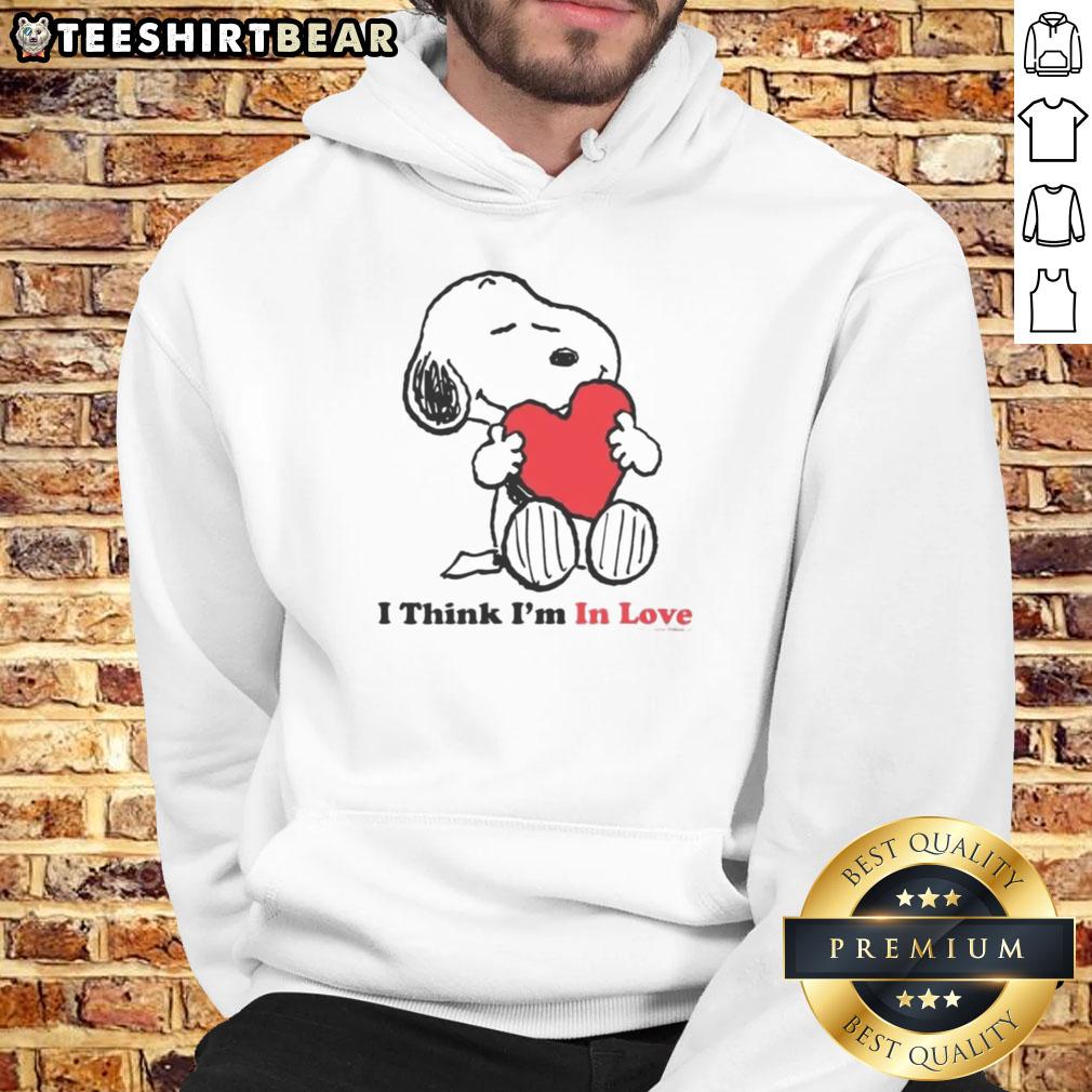 Pretty Snoopy I Think I'M In Love Hoodie Pretty Snoopy 'I Think I'm In Love' hoodie featuring a cute Snoopy graphic, perfect for cozy casual outfits.