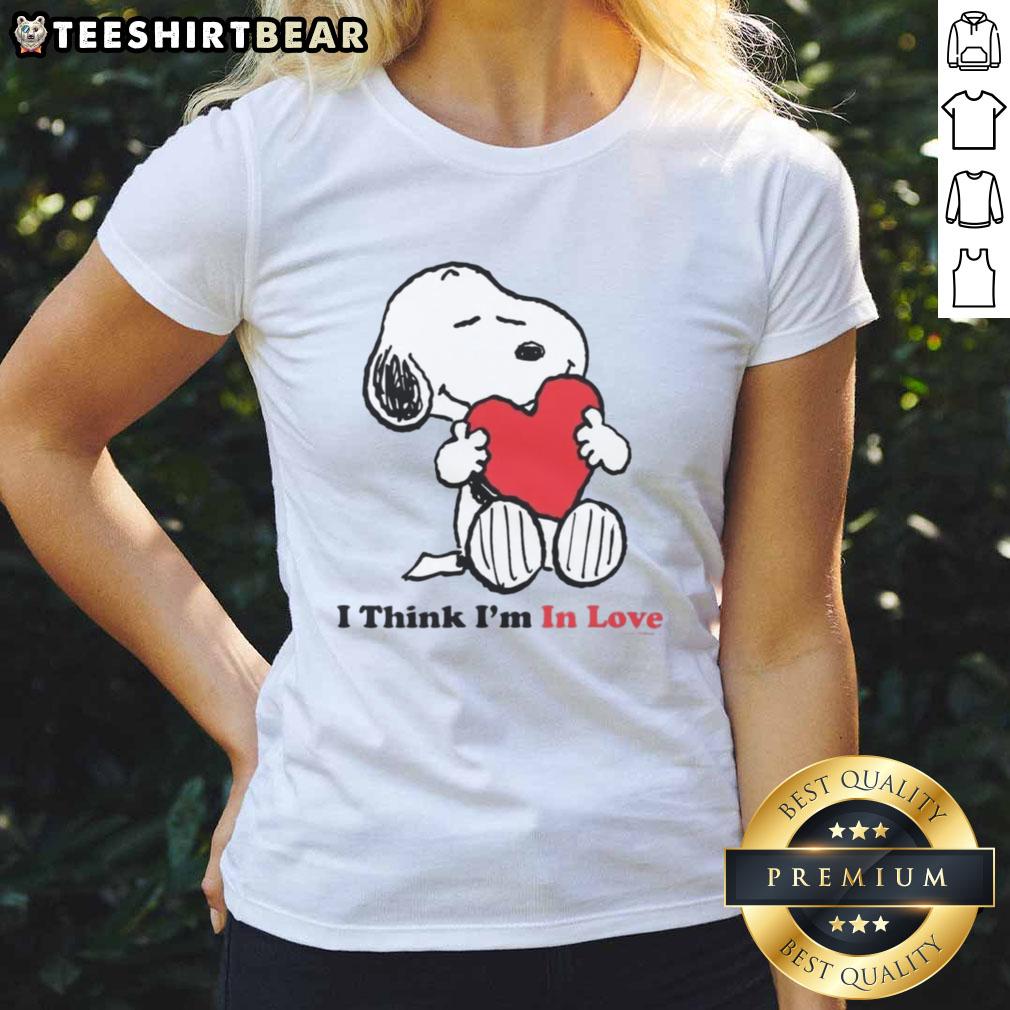 Pretty Snoopy I Think I'M In Love Ladies Tee Pretty Snoopy I Think I'm In Love ladies tee featuring a cute Snoopy graphic and stylish design.