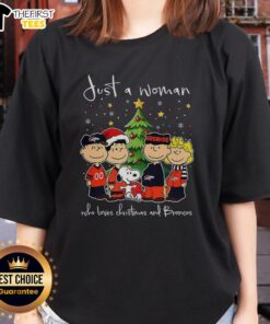 Pretty Snoopy Noel Denver Broncos Christmas Tree 2025 Ladies Tee, perfect for festive fans celebrating the holidays.