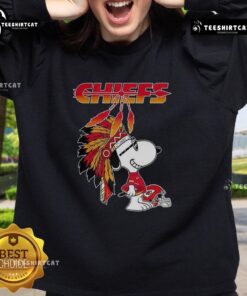 Pretty Snoopy War Bonnets Kansas City Chiefs sweatshirt featuring a unique football helmet design.