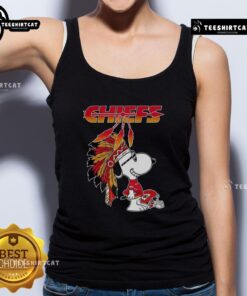 Pretty Snoopy War Bonnets tank top featuring Kansas City Chiefs football helmet design, perfect for game day.