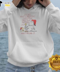 Pretty Snoopy and Woodstock hoodie featuring the quote about Christmas joy and togetherness, perfect for holiday spirit.