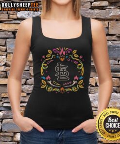Pretty St. Louis Cardinals Dia de los Muertos MLB celebration tank top featuring vibrant designs and team colors.