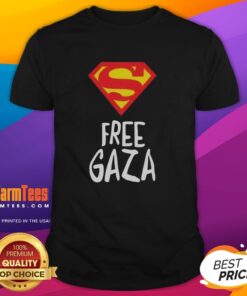 Pretty Superman Free Gaza T-Shirt featuring a bold graphic design supporting Gaza liberation.