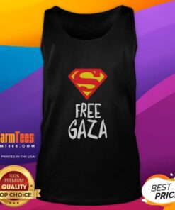 Pretty Superman Free Gaza tank top featuring a vibrant graphic design, perfect for casual wear and expressing support.