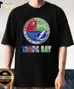 Pretty Tampa Bay Sports T-Shirt featuring Buccaneers, Rowdies, Lightning, and Rays logos for fans of all teams.