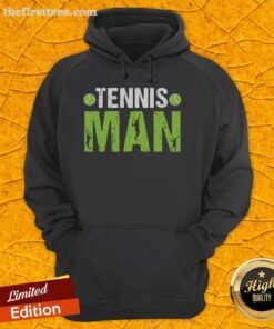 Stylish man wearing a Pretty Tennis hoodie, showcasing a trendy sports look perfect for tennis enthusiasts.