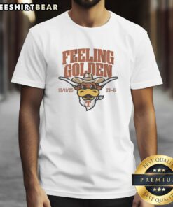 Alt Text: Pretty Texas Football Feeling Golden T-Shirt featuring vibrant colors and a stylish design for game day wear.