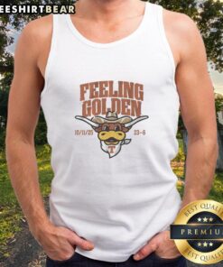 Pretty Texas football feeling golden tank top featuring a stylish design perfect for game day or casual wear.