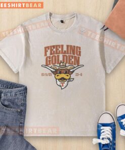 Pretty Texas football feeling golden washed t-shirt showcasing vibrant colors and stylish design for fans.