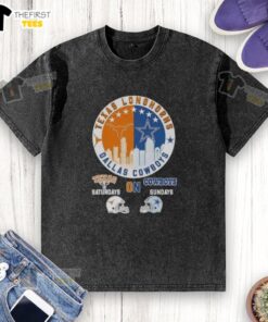 Pretty Texas Longhorns t-shirt with skyline design, perfect for Saturdays and Dallas Cowboys Sundays.