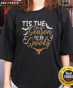 Pretty Texas Longhorns spooky season 2025 NCAA Halloween pumpkin ladies tee with vibrant graphics and festive colors.