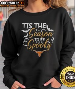 Pretty Texas Longhorns spooky season 2025 NCAA Halloween pumpkin sweatshirt design featuring festive graphics.