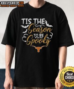 Pretty Texas Longhorns Halloween pumpkin T-shirt for spooky season 2025, perfect for NCAA fans celebrating Halloween.
