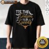 Pretty Texas Longhorns Halloween pumpkin T-shirt for spooky season 2025, perfect for NCAA fans celebrating Halloween.