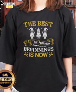 Pretty ladies tee with 'The Best Time for New Beginnings is Now' design, perfect for inspiring new journeys and fresh starts.