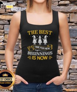 Pretty tank top with 'The Best Time for New Beginnings Is Now' design, perfect for summer outfits and inspirational wear.