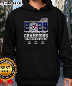 Alt Text: Pretty Toronto Blue Jays hoodie celebrating American League Champions 1992-1993, perfect for fans and collectors.