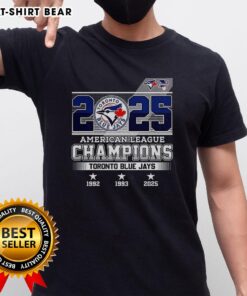 Pretty Toronto Blue Jays Baseball American League Champions 1992 1993 2025 T-Shirt featuring team logo and vibrant colors.