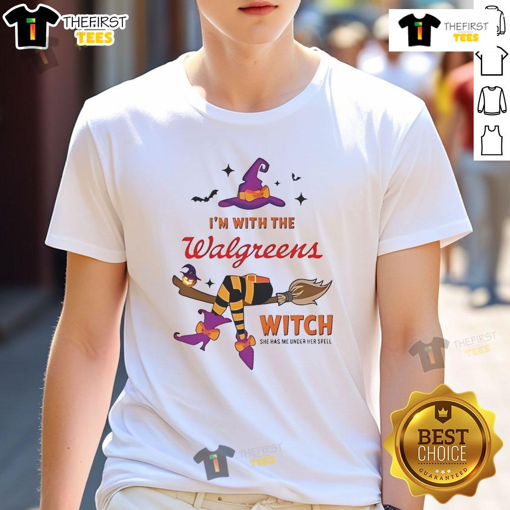 Pretty Walgreens I'm With The Witch She Has Me Under Her Spell Halloween T-Shirt Pretty Walgreens Halloween T-Shirt featuring 'I'M With The Witch, She Has Me Under Her Spell' design for festive fun.