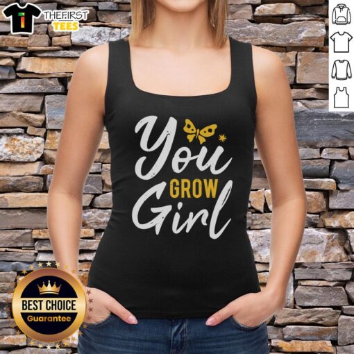 Pretty You Grow Girl tank top featuring a vibrant floral design, perfect for summer outfits and casual wear.