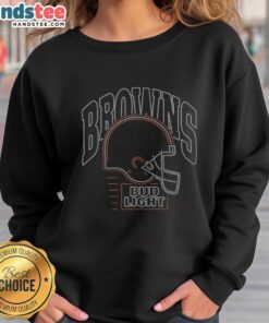 Alt Text: Original Bud Light Cleveland Browns sweatshirt featuring team colors and logo, perfect for game day attire.