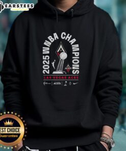 Las Vegas Aces 2025 WNBA Champions trophy hoodie showcasing team pride and championship spirit.