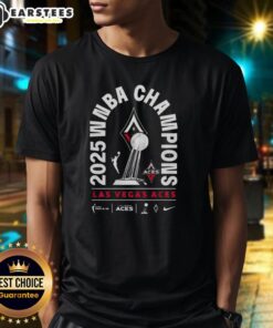 Las Vegas Aces trophy t-shirt celebrating the 2025 WNBA champions with vibrant design and team colors.