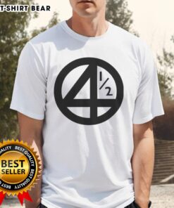 Alt Text: Top 4 1 2 Ringer Marvel Fantastic Four Logo T-Shirt featuring iconic superhero emblem in vibrant colors.