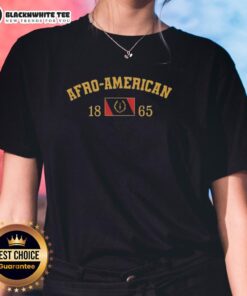 Top Afro American 1865 ladies tee showcasing a vintage design celebrating African American heritage and history.