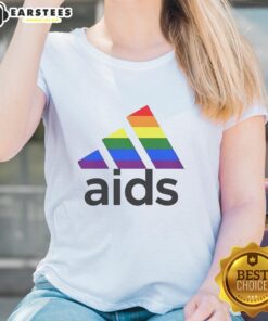 Top Aids LGBT logo printed on a stylish ladies tee, promoting awareness and support for the LGBTQ+ community.