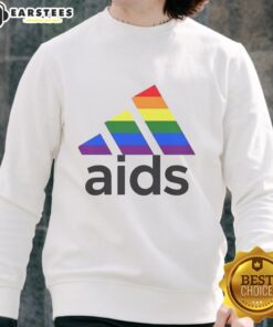 Top Aids LGBT Logo Sweatshirt featuring vibrant colors and a bold design promoting LGBTQ+ awareness and support.