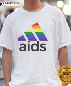 Top Aids LGBT Logo T-Shirt featuring a vibrant rainbow design, promoting awareness and support for the LGBTQ+ community.