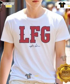Alt Text: Top Alex Cora Boston Red Sox Lfg Signature T-Shirt featuring a bold design and vibrant team colors for fans.