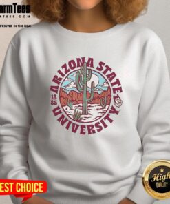 Arizona State Sun Devils football sweatshirt featuring landscape logo, celebrating Arizona State University established 1885.