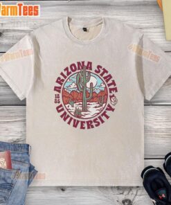 Top Arizona State Sun Devils football washed t-shirt featuring Arizona State University logo, established 1885.