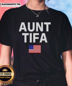 Top Aunt Tifa USA Flag Ladies Tee featuring a stylish design perfect for celebrating American pride and family love.