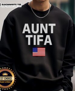 Top Aunt Tifa USA Flag Sweatshirt featuring a stylish design, perfect for patriotic occasions and casual wear.