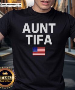 Top Aunt Tifa USA Flag T-Shirt featuring a vibrant design celebrating patriotism and family pride. Perfect for casual wear.