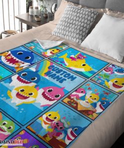 Top Baby Shark Family & Friends Collage Blanket Fleece Customized Blanket - Image 3