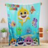 Top Baby Shark & Friends Poster Rainbow Text Blanket Fleece Customized Blanket