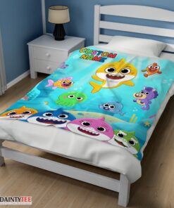 Top Baby Shark & Friends Poster Rainbow Text Blanket Fleece Customized Blanket - Image 4