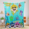 Top Baby Shark & Friends Poster Yellow Text Blanket Fleece Customized Blanket