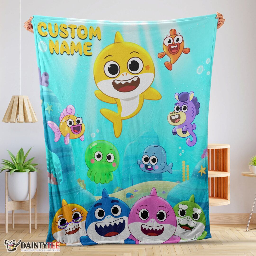 top-baby-shark-friends-poster-yellow-text-blanket-fleece-customized-blanket-mk-01 Top Baby Shark & Friends Poster Yellow Text Blanket Fleece Customized Blanket