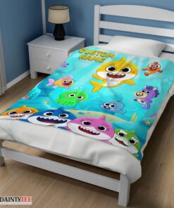 Top Baby Shark & Friends Poster Yellow Text Blanket Fleece Customized Blanket - Image 4
