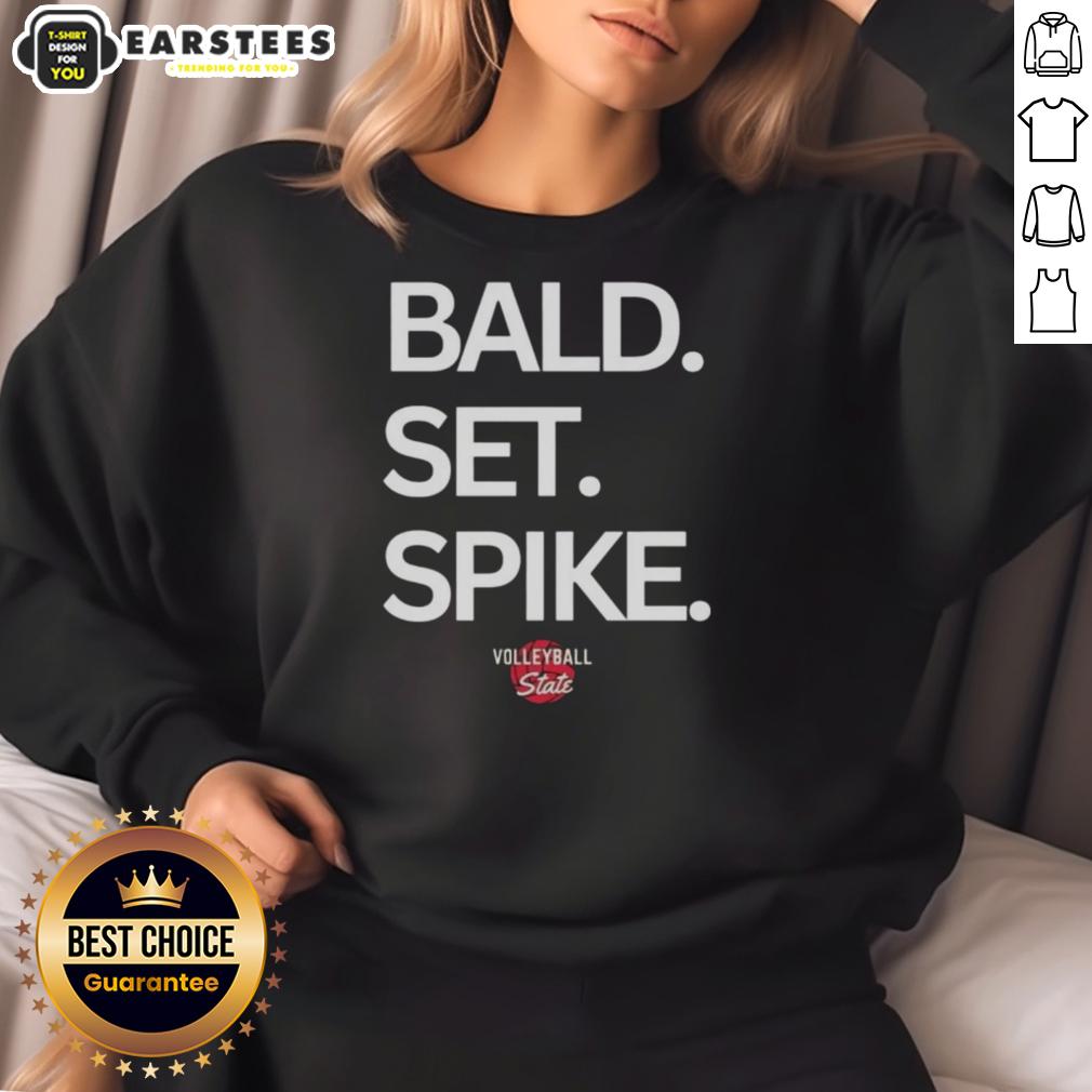 top-bald-set-spike-volleyball-state-sweatshirt Top Bald Set Spike Volleyball State Sweatshirt in navy blue, perfect for volleyball enthusiasts and team spirit.